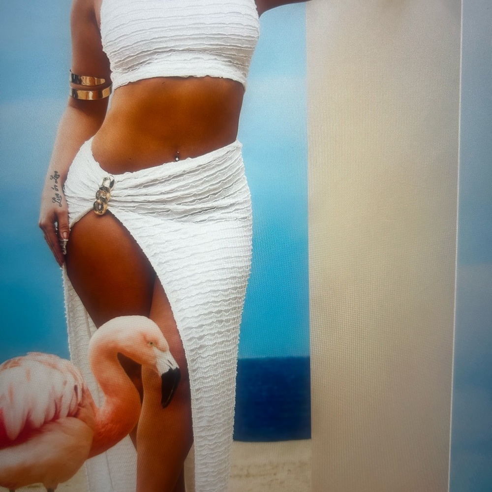 Fashion Nova White Textured Matching Set